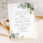 Rustikale Eukalyptus-Grüne Hochzeit Gold Einladung<br><div class="desc">Diese elegante Kollektion bietet gemischte Aquarellfarben-Blätter,  gepaart mit einem klassischen Serif & feinen Sans-Schriftart in Schwarz,  mit einem Monogramm auf der Rückseite. Matching-Elemente verfügbar.</div>