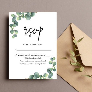 Rustikale Eukalyptus-Grüne Hochzeit RSVP Karte