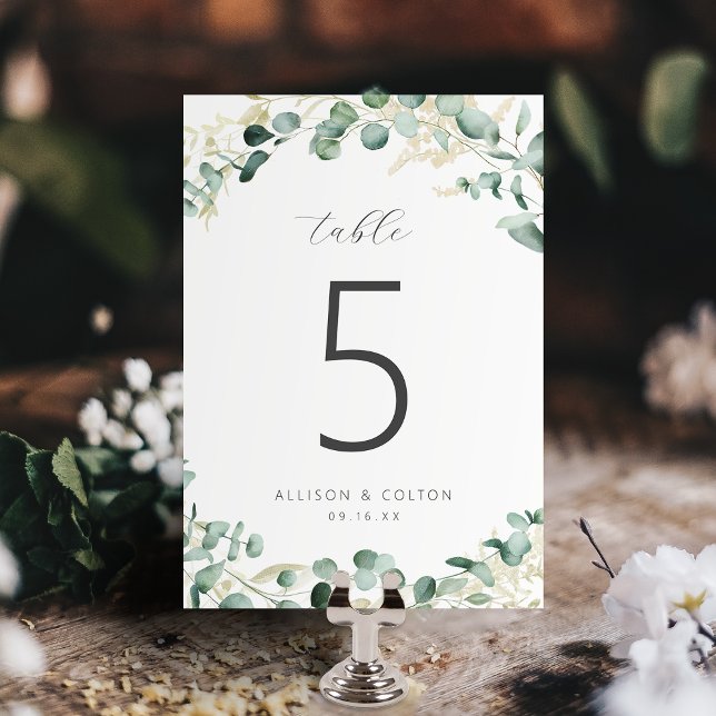 Rustikale Eukalyptus-Grüne Hochzeit Tischnummer (Rustic eucalyptus greenery boho wedding table number)