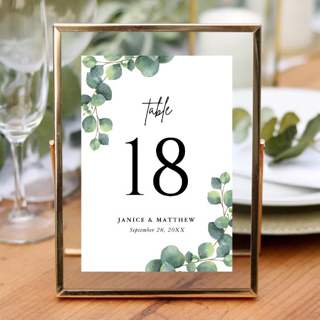 Rustikale Eukalyptus-Grüne Hochzeit Tischnummer (Rustic eucalyptus greenery table numbers add natural charm and guide guests effortlessly.)