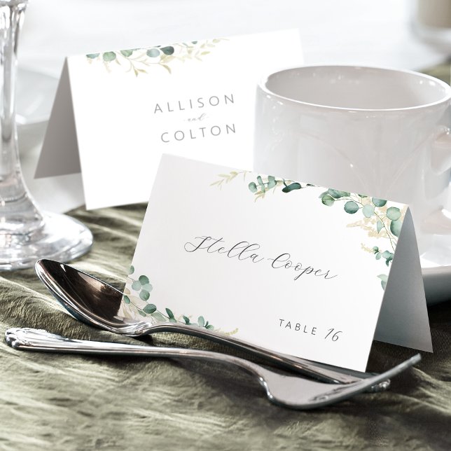 Rustikale Eukalyptus-Grünpflanzen Boho Hochzeit Pl Tischnummer (Rustic eucalyptus greenery boho wedding Place Card)