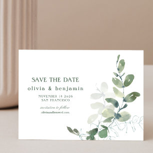 Rustikale Eukalyptus-Hochzeit Save The Date