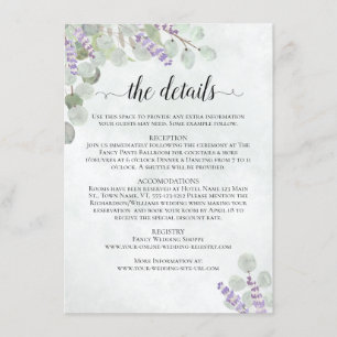 Rustikale Eukalyptus-Hochzeitdetails Begleitkarte