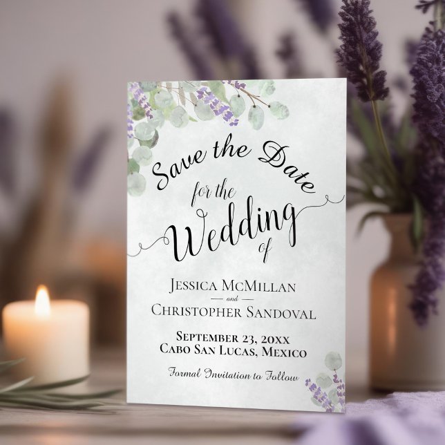 Rustikale Eukalyptus & Lavender Elegant Boho Weddi Save The Date (Von Creator hochgeladen)