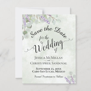 Rustikale Eukalyptus & Lavender Elegante Hochzeit Save The Date