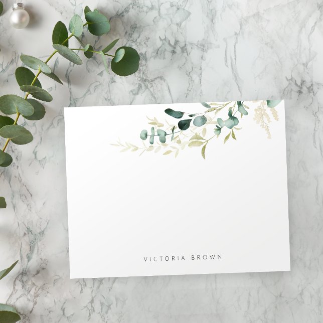Rustikale Eukalyptus-Pflanzen Personalisiert Stati Mitteilungskarte (Rustic eucalyptus greenery Personalized Stationery Note Card)