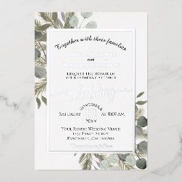 Rustikale Eukalyptus & Pine Elegante Silberhochzei Folieneinladung