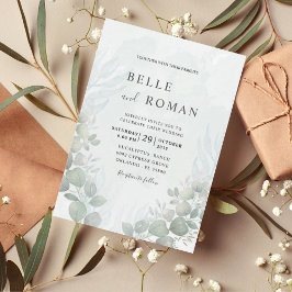 Rustikale Eukalyptus Sage Green Wedding Einladung