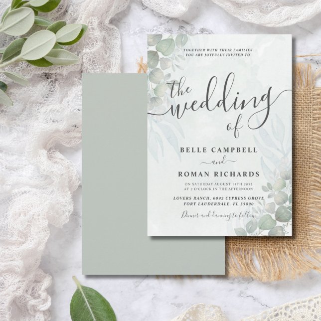 Rustikale Eukalyptus Sage Green Wedding Einladung (Von Creator hochgeladen)