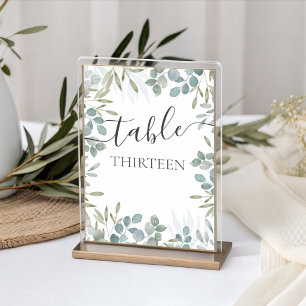 Rustikale Eukalyptus-Salbei-Grüne Hochzeit Tischnummer