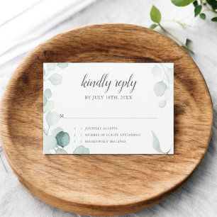 Rustikale Eukalyptus-SkriptWedding RSVP Karte