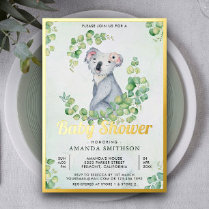 Rustikale Eukalyptus Süßer Koala-Bär Baby Shower G Folieneinladung