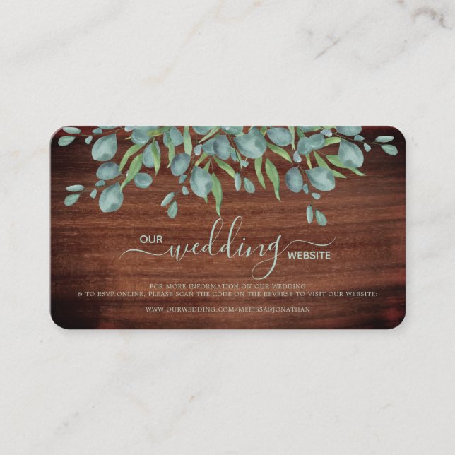 Rustikale Eukalyptus Wedding QR Code RSVP Card Begleitkarte (Vorderseite)