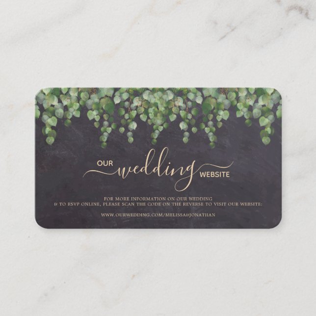 Rustikale Eukalyptus Wedding QR Code RSVP Card Begleitkarte (Vorderseite)
