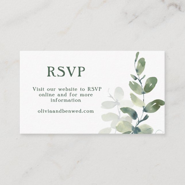 Rustikale Eukalyptus Wedding RSVP Begleitkarte (Vorderseite)