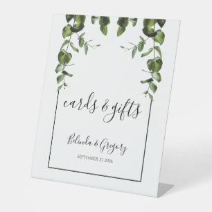 Rustikale Eukalyptusblätter Hochzeitskarten & Gesc Sockelschild