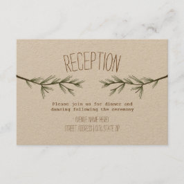 Rustikale Evergreen Branches Hochzeitsempfang Begleitkarte