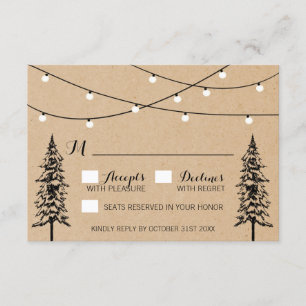 Rustikale Evergreen Pine Tree Wedding RSVP Cards Karte