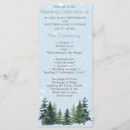 Rustikale Evergreen Winter Pine Trees Wedding Programm