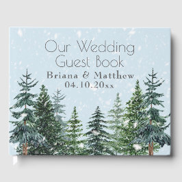 Rustikale Evergreen Winter Pine Wedding Gästebuch