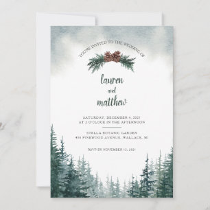 Rustikale Evergreen Winter Wedding Einladung