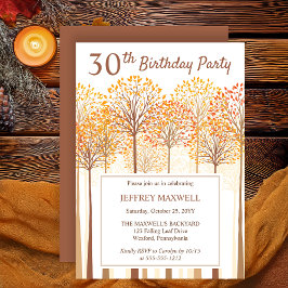 Rustikale Fall Bäume Terracotta 30. Geburtstag Par Einladung