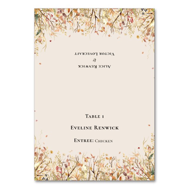 Rustikale Fall Beige Menü Auswahl für faltbare Pla Tischnummer (Vorderseite)