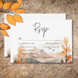 Rustikale Fall Bergkulisse Abendessen mit Aquarell RSVP Karte