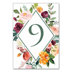 Rustikale Fall-Blume: Grüne Tischnummern 9