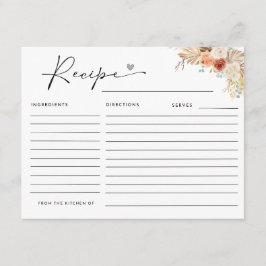 Rustikale Fall Boho Arch Pampas Grasrezeptkarte Begleitkarte