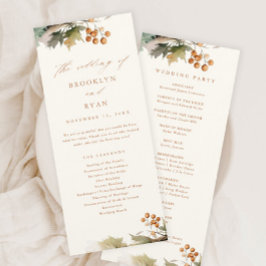 Rustikale Fall Grüne Blätter Foliage Wedding Programm