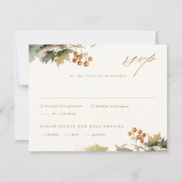 Rustikale Fall Grüne Blätter Foliage Wedding RSVP Karte