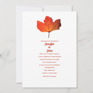 Rustikale Fall Leaf Burnt Orange Maple Wedding 202 Einladung