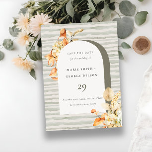 Rustikale Fall Pumpkin Arch Floral Save the Date K Dankeskarte