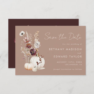 Rustikale Fall Taupe Blumenkürbis Hochzeit Save The Date