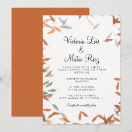 Rustikale Falling Leaf Grüne Floating Wedding Einladung