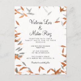 Rustikale Falling Leaf Pampas Floating Wedding Postkarte
