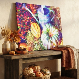 Rustikale Fallpumpen und Blume Leinwanddruck