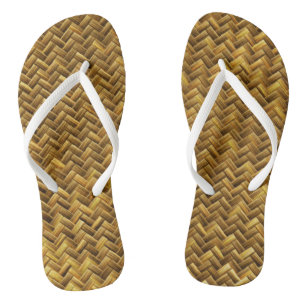 Rustikale falsche Bambuskorbflechtmuster-Textur Flip Flops