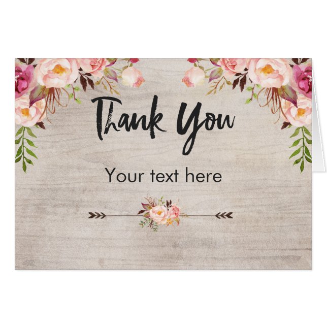 Rustikale Faltkarte für den Boho (Vorderseite (Horizontal))