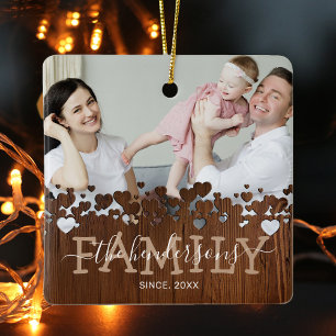Rustikale Familie 2 Foto Weihnachten Keramikornament