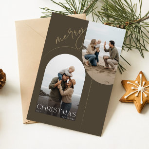 Rustikale Familien-Fotocollage Frohe Weihnachten