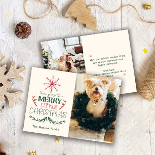 Rustikale Familien-Pet-2-Foto-Frohe-Weihnachten Feiertagskarte