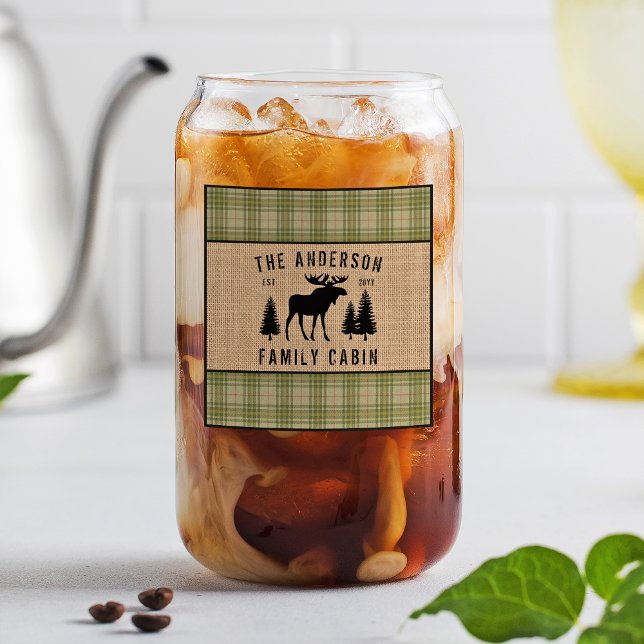 Rustikale Familienhütte Elche Kieferngrün Kariert  Dosenglas (Von Creator hochgeladen)