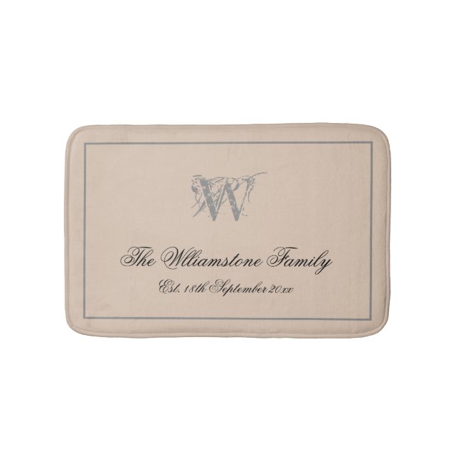Rustikale Familienname Chic Monogram Wedding-Gesch Badematte (Vorderseite)