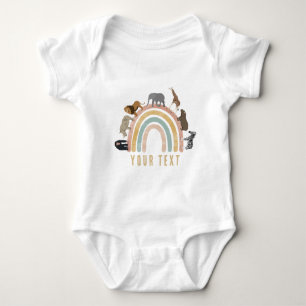 Rustikale Farben Regenbogen-Jungle-Tiere Baby Strampler