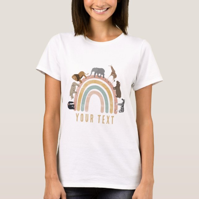 Rustikale Farben Regenbogen-Jungle-Tiere T-Shirt (Vorderseite)