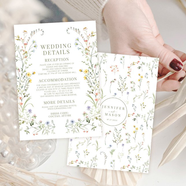 Rustikale farbenfrohe Wildblume Hochzeitsdetails K Begleitkarte (Von Creator hochgeladen)