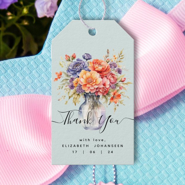 Rustikale farbenfrohe Wildblumen Mason Jar Vielen  Geschenkanhänger (Von Creator hochgeladen)