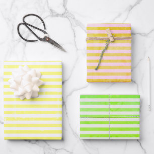 Rustikale, farbige, gestreifte Grunge Geschenkpapier Set